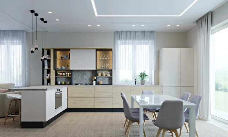 МАТОВЫЙ НАТЯЖНОЙ ПОТОЛОК С НИШЕЙ ПОД ШТОРЫ