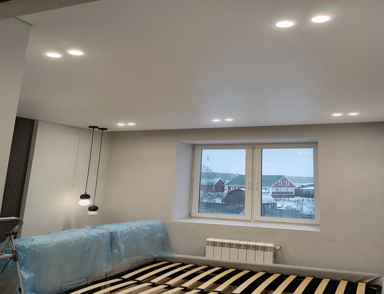 Матовый потолок 12 м.кв.